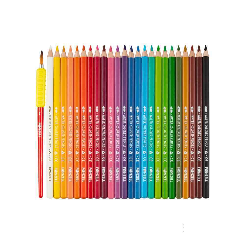 مدادرنگی24رنگ آبرنگی همراه با قلمو قوطی سه گوش طلقی فونزل کد685067/685069