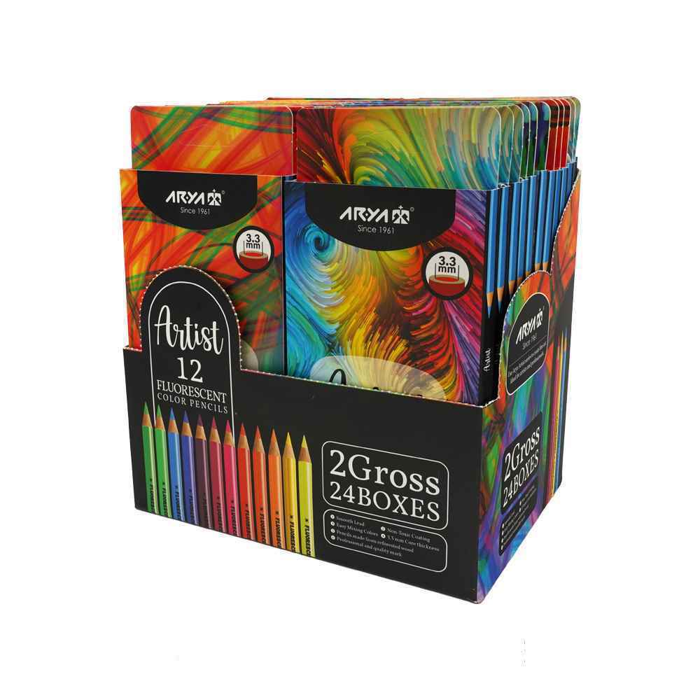 مدادرنگی12رنگ فلورسنت آریا کد3611(24عددی)